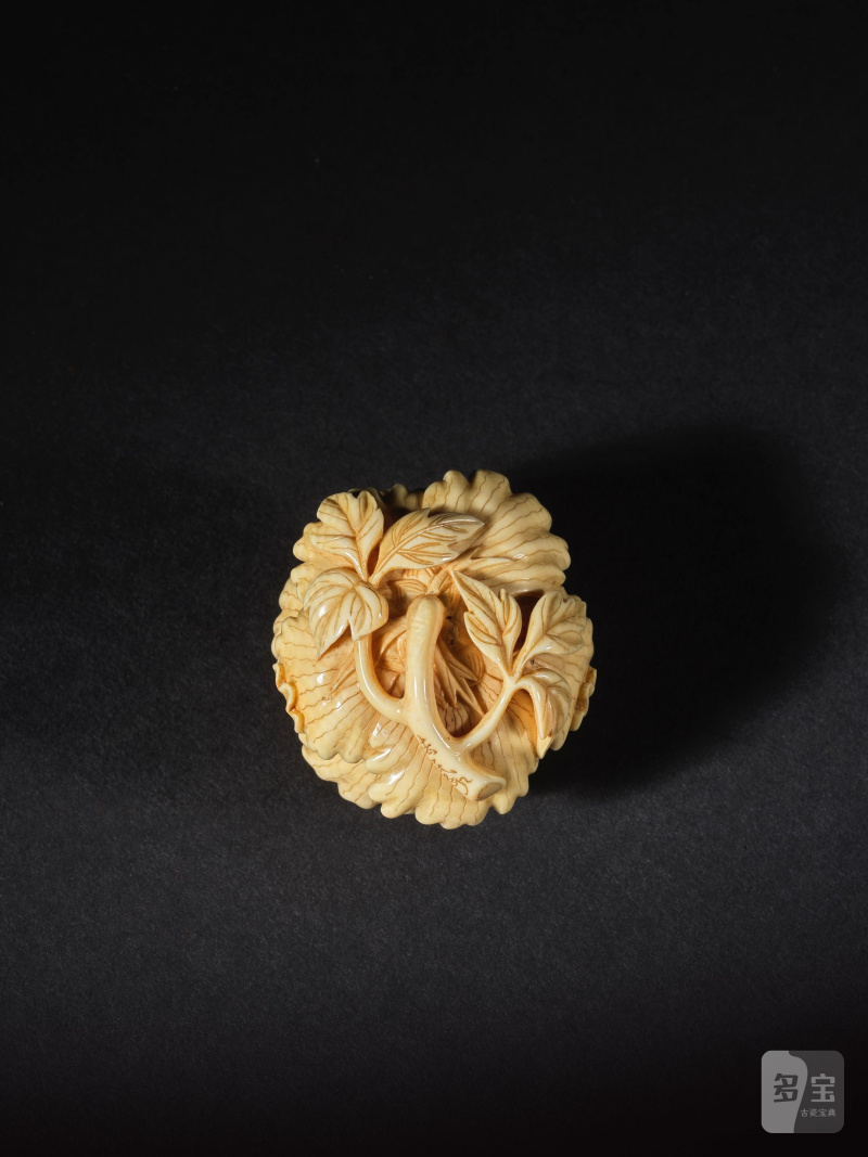 象牙彫根付 牡丹 銘「法民」 19世紀 | NETSUKE EN IVOIRE REPRÉSENTANT UNE PIVOINE - 图8